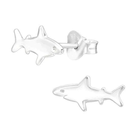 Children's Silver Shark  Stud Earrings