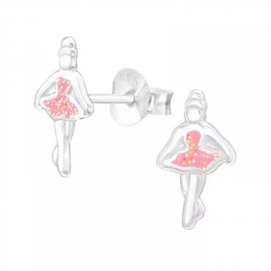 Children's Silver Ballerina Stud Earrings