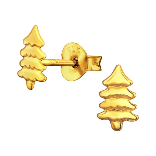 Kids Gold Silver Christmas Tree Earrings