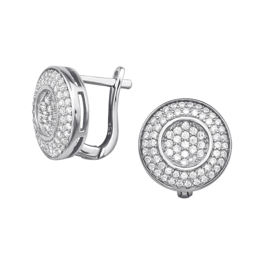 Round Stud Earrings Cubic Zirconia in Sterling Silver‎
