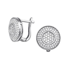 Round Stud Earrings Cubic Zirconia in Sterling Silver‎
