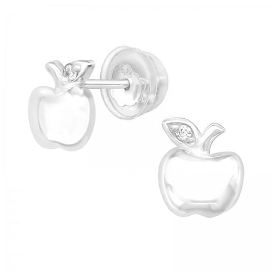 Kids Silver Apple Earrings