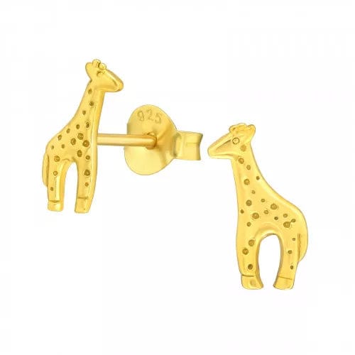 Gold Children's Silver Giraffe Stud Earrings
