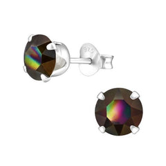 Silver Round Stud earrings with Swarovski Crystal
