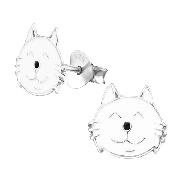 Children's Silver Cat Earrings