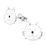 Children's Silver Cat Earrings