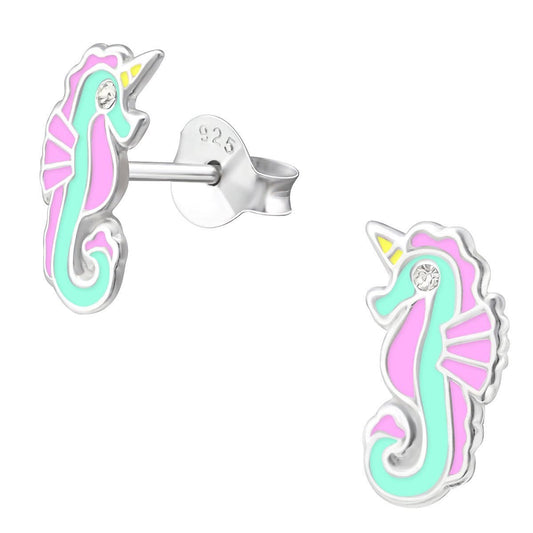 Silver Sea Unicorn Earrings for Girls