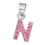Kids Pink letter N Necklace Pendant with Silver Chain
