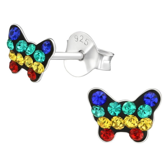 Children's Silver Butterfly Ear Studs Made with Swarovski Crystal