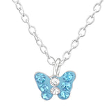 Children's Silver Butterfly Necklace Made with Swarovski Crystal
