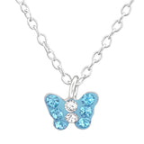 Children's Silver Butterfly Necklace Made with Swarovski Crystal