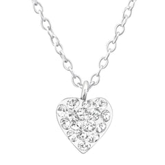 Children's Silver Heart Necklace Made with Swarovski Crystal