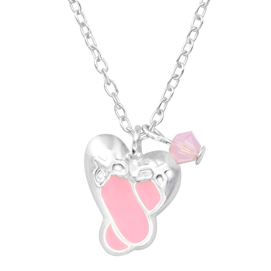 Children's Silver Ballet Shoes Necklace Made with Swarovski Crystal