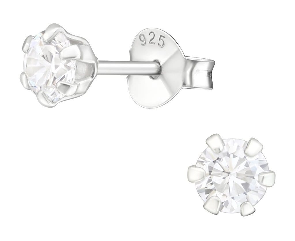 4mm Silver Round Stud Earrings