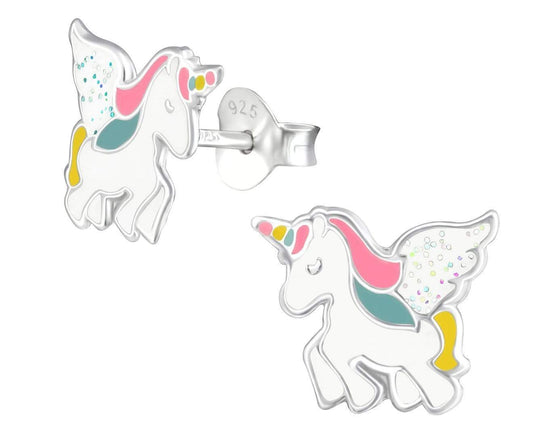 Children's Silver Unicorn Ear Studs