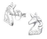 Children's Silver Unicorn Crystal Ear Studs