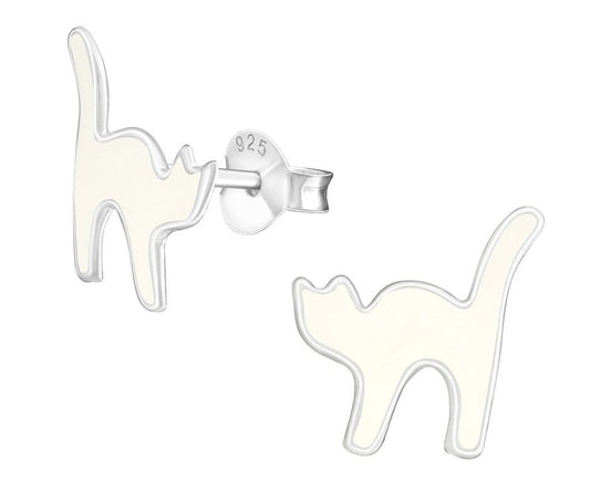 Children's Sterling Silver Cat Stud Earrings