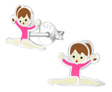Children's Silver Gymnastics Girl Ear Studs