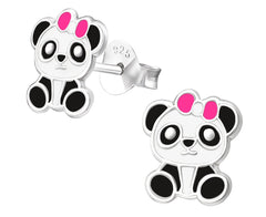 Children's Silver Panda Ear Studs