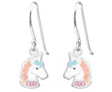 Children's Silver Crystal Unicorn Earrings