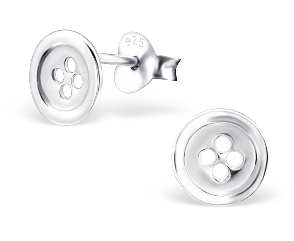 Children's Silver Button Ear Studs
