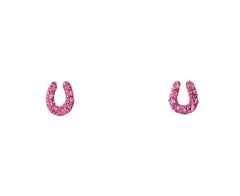 Children's Silver Horseshoe Crystal Earring Set