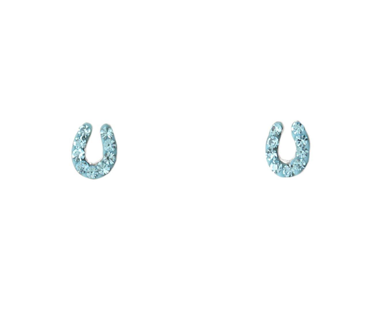 Children's Silver Horseshoe Crystal Earring Set