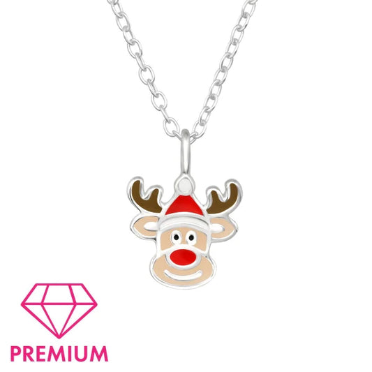Kids Silver Reindeer Necklace