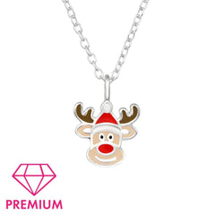 Kids Silver Reindeer Necklace