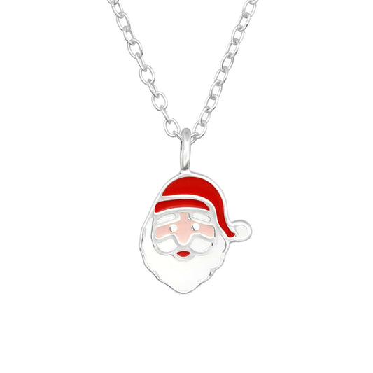 kids Silver Santa Claus Christmas Necklace