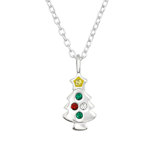 kids Silver Christmas Tree Necklace