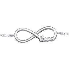 Fine Silver Infinity Love Link Bracelet
