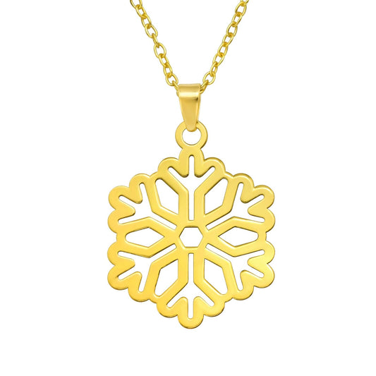 Gold Laser Cut Snowflake Necklace