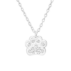 Kid's Sterling Silver Paw Print Necklace