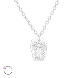 Kids Silver Ballerina Shoes Necklace  With Swarovski Crystals