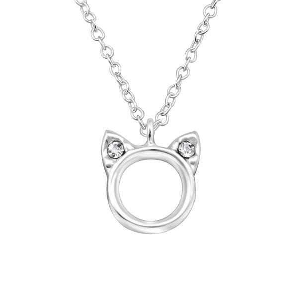 Kids Silver Cat Pendant Necklace