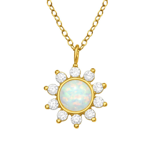Gold Flower Opal Necklace