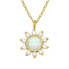 Gold Flower Opal Necklace