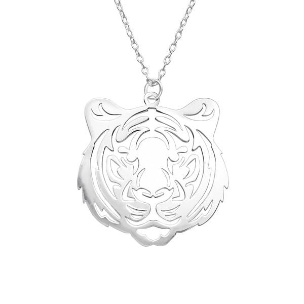  Laser Cut Silver Tiger Necklace