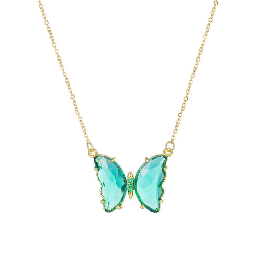 Gold Steel Butterfly Necklace