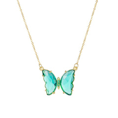 Gold Steel Butterfly Necklace