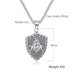 Stainless Steel Masonic Shield Necklace