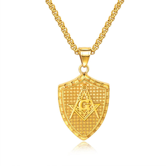 Stainless Steel Masonic Shield Necklace