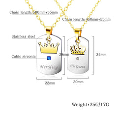 Her King His Queen Couple Necklace Set