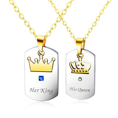 Her King His Queen Couple Necklace Set