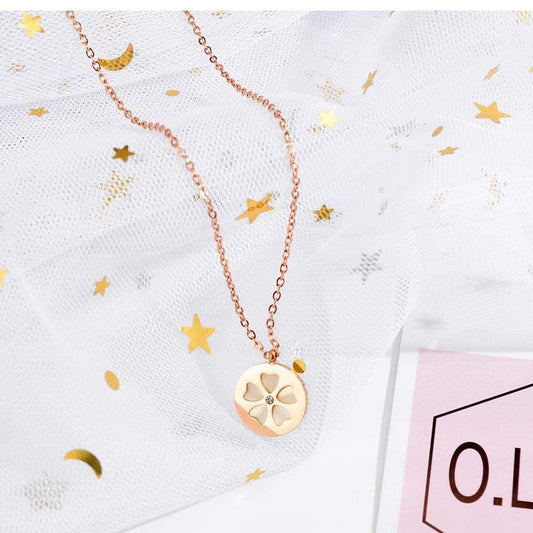 Rose Gold Oyster Coin Necklace