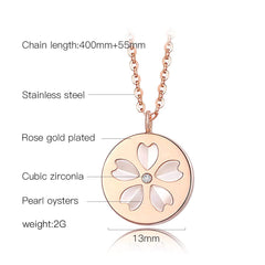 Rose Gold Oyster Coin Necklace
