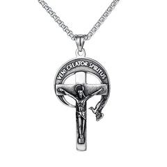 Catholic Veni Creator Spiritus Key Crucifix Cross Necklace