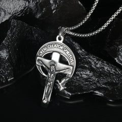 Catholic Veni Creator Spiritus Key Crucifix Cross Necklace