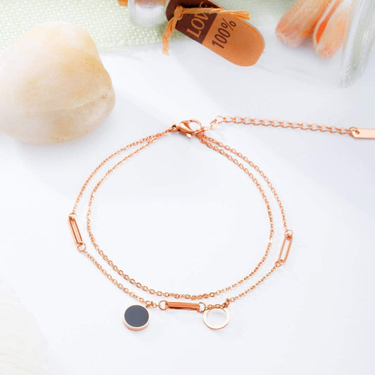 Stainless Steel Rose Gold Double Anklet